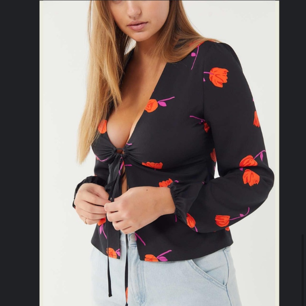 Urban Outfitters Galiana Floral Tie Front top
